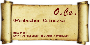Ofenbecher Csinszka névjegykártya